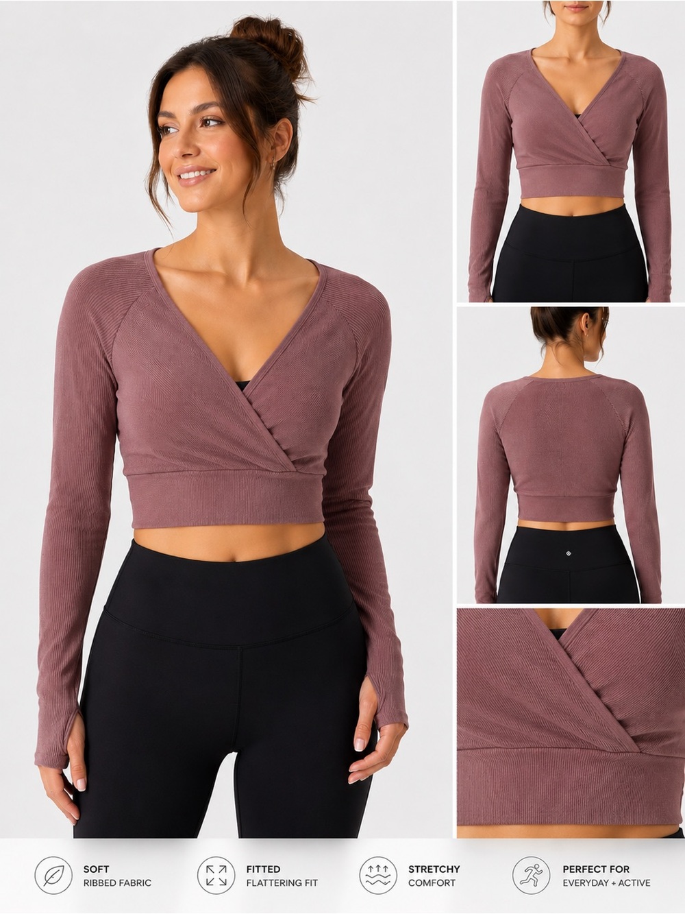 Ribbed Wrap Crop Top